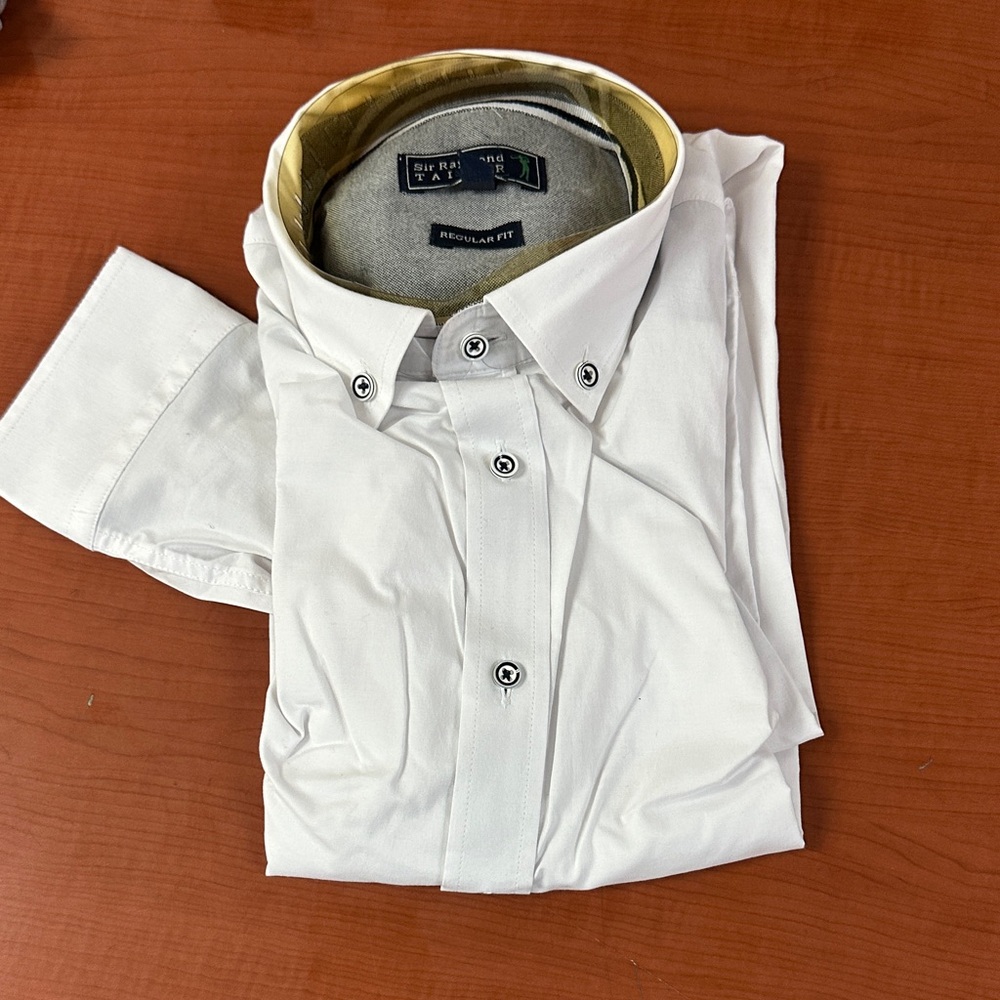 Raymond White Shirt with Tan Collar